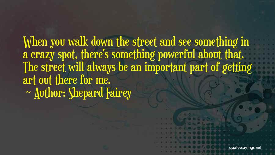 Shepard Fairey Quotes: When You Walk Down The Street And See Something In A Crazy Spot, There's Something Powerful About That. The Street