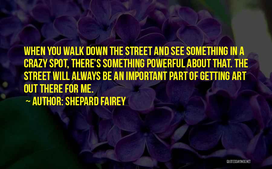 Shepard Fairey Quotes: When You Walk Down The Street And See Something In A Crazy Spot, There's Something Powerful About That. The Street