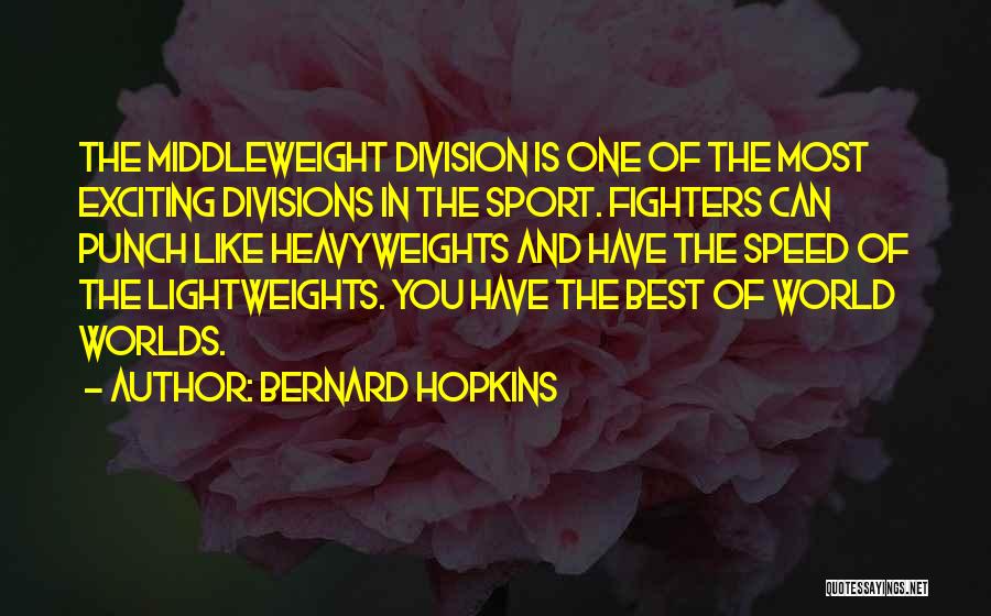 Bernard Hopkins Quotes: The Middleweight Division Is One Of The Most Exciting Divisions In The Sport. Fighters Can Punch Like Heavyweights And Have