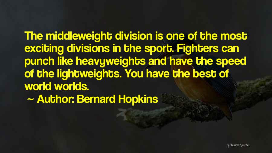 Bernard Hopkins Quotes: The Middleweight Division Is One Of The Most Exciting Divisions In The Sport. Fighters Can Punch Like Heavyweights And Have