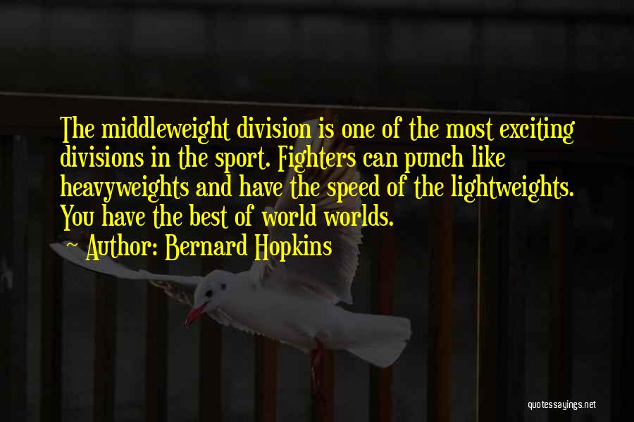 Bernard Hopkins Quotes: The Middleweight Division Is One Of The Most Exciting Divisions In The Sport. Fighters Can Punch Like Heavyweights And Have