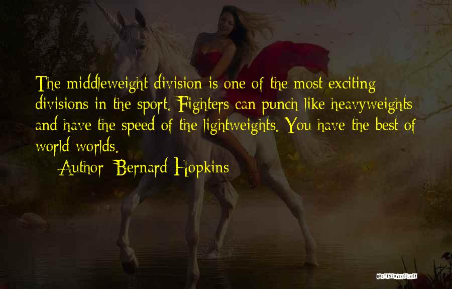 Bernard Hopkins Quotes: The Middleweight Division Is One Of The Most Exciting Divisions In The Sport. Fighters Can Punch Like Heavyweights And Have