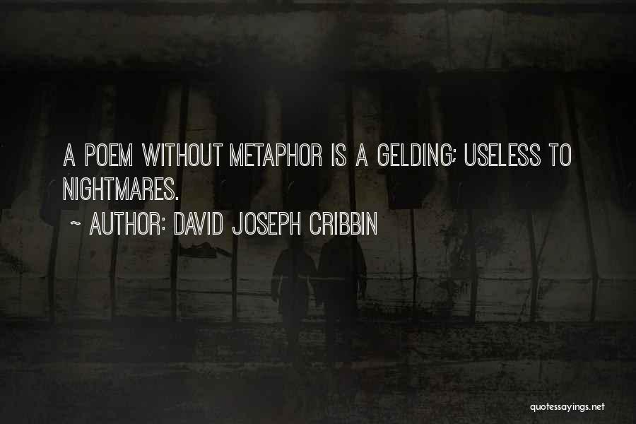 David Joseph Cribbin Quotes: A Poem Without Metaphor Is A Gelding; Useless To Nightmares.