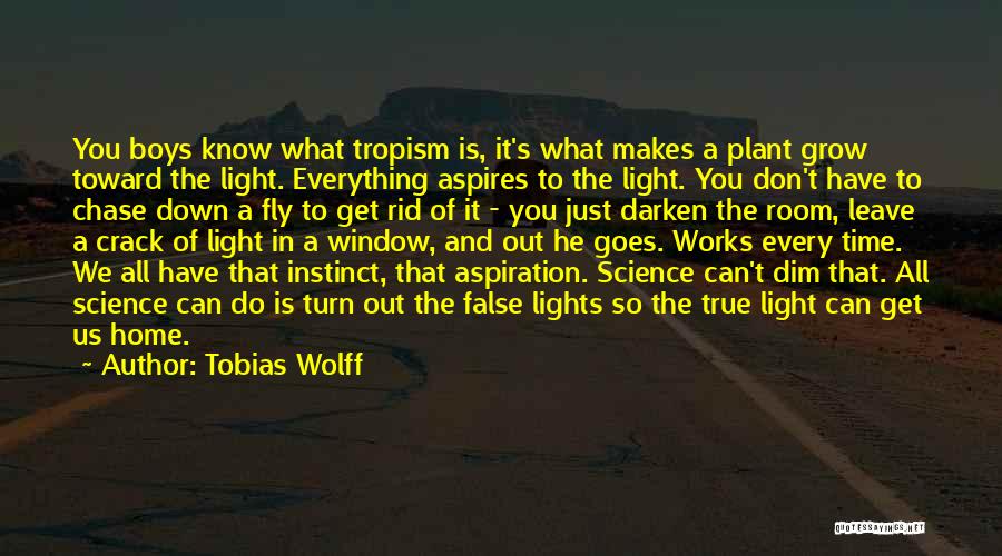 Tobias Wolff Quotes: You Boys Know What Tropism Is, It's What Makes A Plant Grow Toward The Light. Everything Aspires To The Light.
