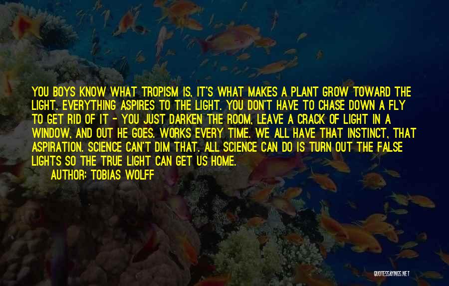 Tobias Wolff Quotes: You Boys Know What Tropism Is, It's What Makes A Plant Grow Toward The Light. Everything Aspires To The Light.