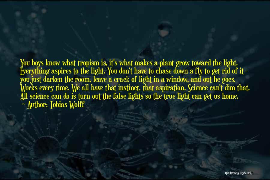 Tobias Wolff Quotes: You Boys Know What Tropism Is, It's What Makes A Plant Grow Toward The Light. Everything Aspires To The Light.