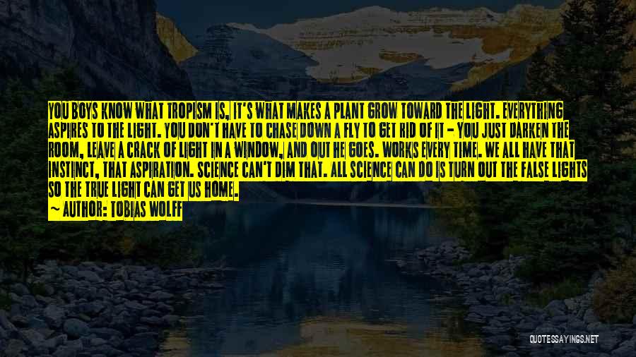 Tobias Wolff Quotes: You Boys Know What Tropism Is, It's What Makes A Plant Grow Toward The Light. Everything Aspires To The Light.