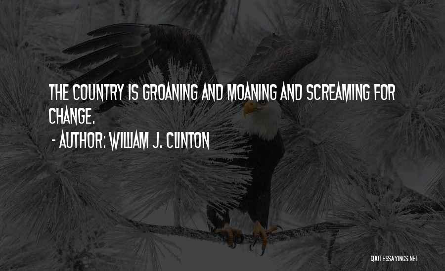 William J. Clinton Quotes: The Country Is Groaning And Moaning And Screaming For Change.
