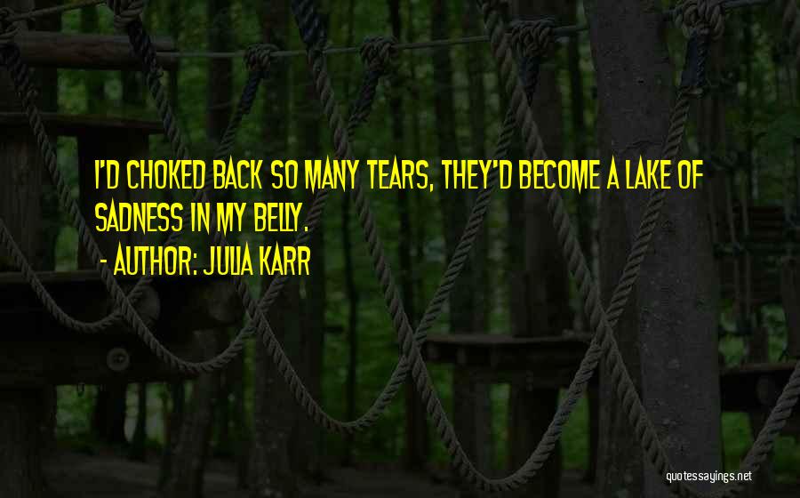 Julia Karr Quotes: I'd Choked Back So Many Tears, They'd Become A Lake Of Sadness In My Belly.