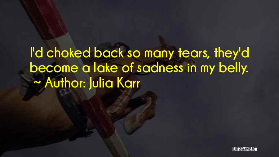 Julia Karr Quotes: I'd Choked Back So Many Tears, They'd Become A Lake Of Sadness In My Belly.