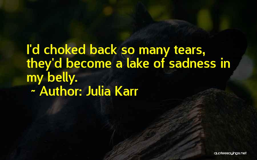 Julia Karr Quotes: I'd Choked Back So Many Tears, They'd Become A Lake Of Sadness In My Belly.