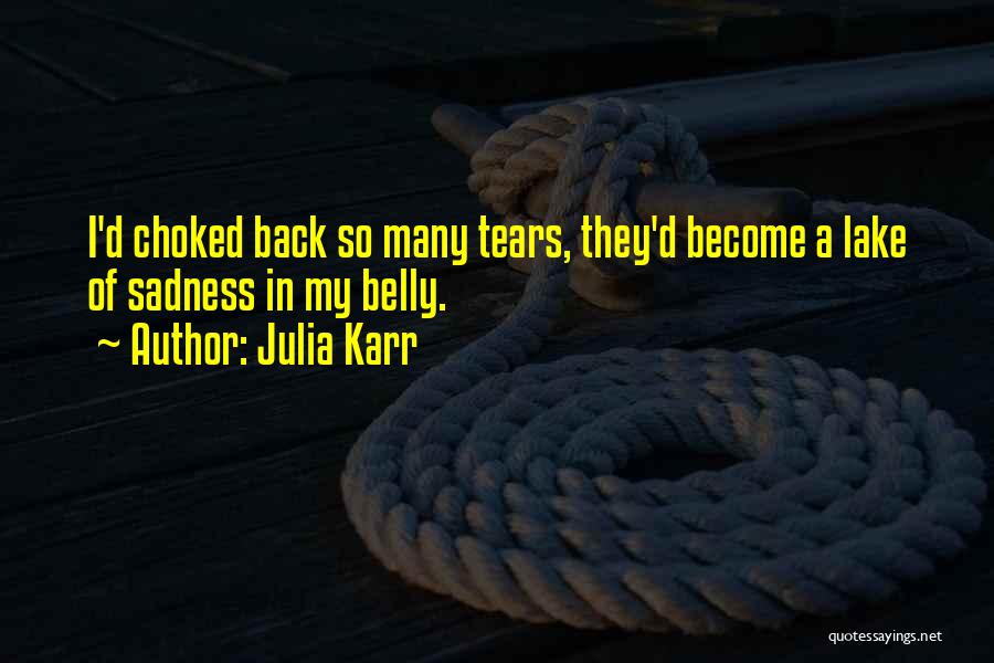 Julia Karr Quotes: I'd Choked Back So Many Tears, They'd Become A Lake Of Sadness In My Belly.