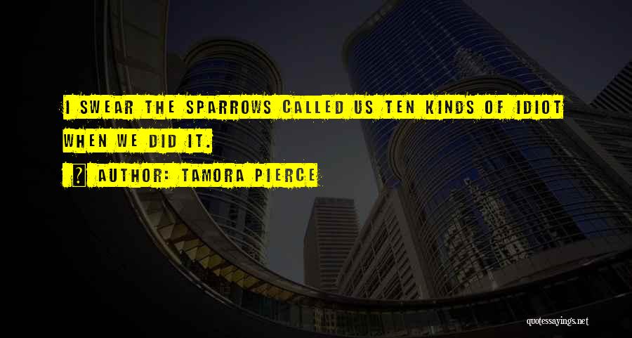 Tamora Pierce Quotes: I Swear The Sparrows Called Us Ten Kinds Of Idiot When We Did It.