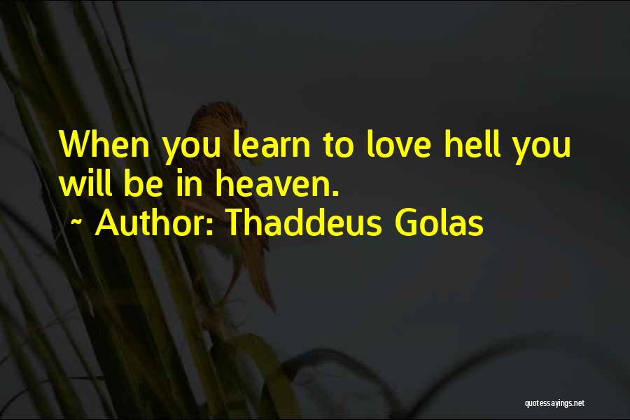 Thaddeus Golas Quotes: When You Learn To Love Hell You Will Be In Heaven.