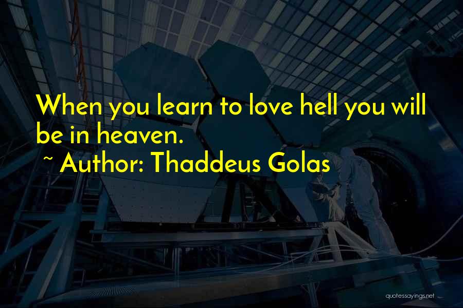 Thaddeus Golas Quotes: When You Learn To Love Hell You Will Be In Heaven.