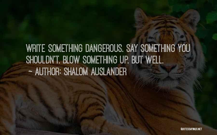 Shalom Auslander Quotes: Write Something Dangerous. Say Something You Shouldn't. Blow Something Up. But Well.