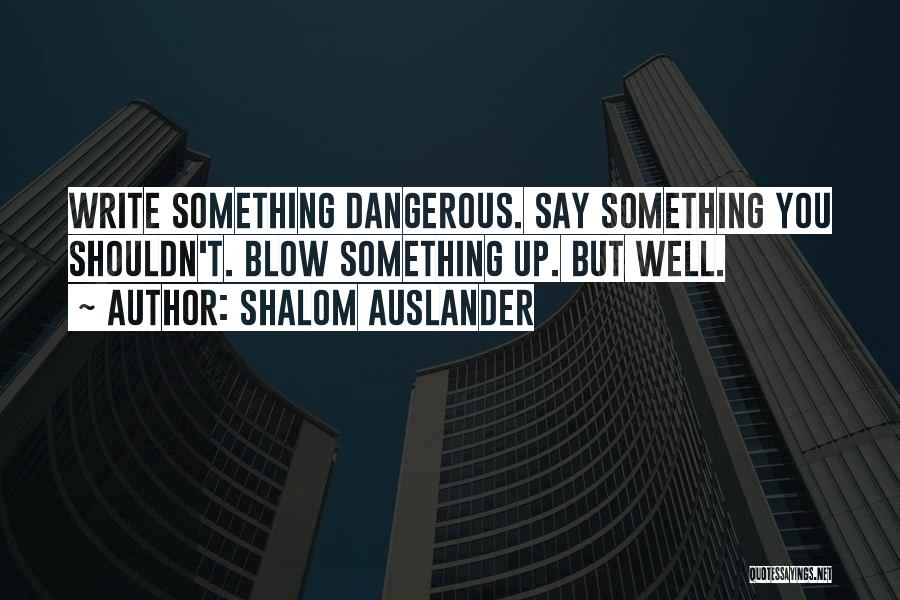 Shalom Auslander Quotes: Write Something Dangerous. Say Something You Shouldn't. Blow Something Up. But Well.