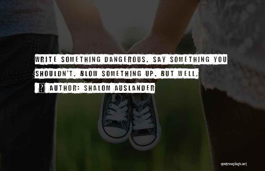 Shalom Auslander Quotes: Write Something Dangerous. Say Something You Shouldn't. Blow Something Up. But Well.