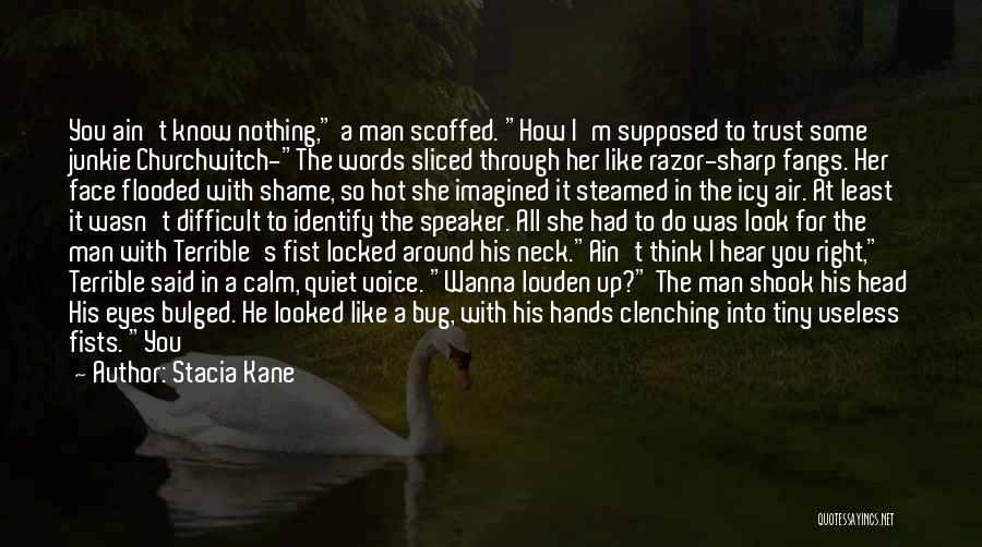 Stacia Kane Quotes: You Ain't Know Nothing, A Man Scoffed. How I'm Supposed To Trust Some Junkie Churchwitch-the Words Sliced Through Her Like