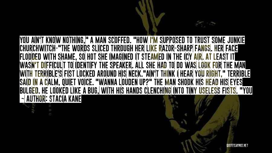 Stacia Kane Quotes: You Ain't Know Nothing, A Man Scoffed. How I'm Supposed To Trust Some Junkie Churchwitch-the Words Sliced Through Her Like