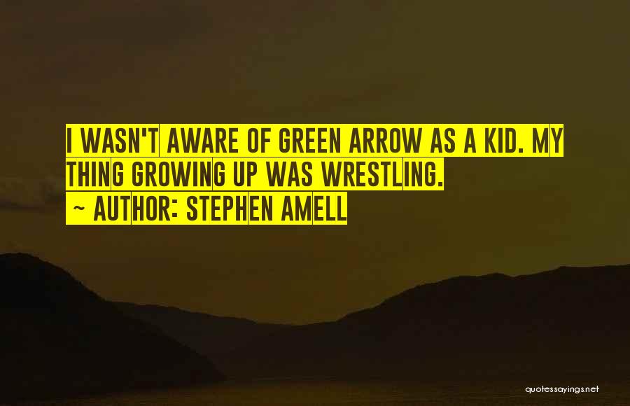 Stephen Amell Quotes: I Wasn't Aware Of Green Arrow As A Kid. My Thing Growing Up Was Wrestling.