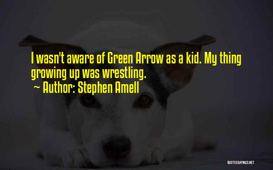 Stephen Amell Quotes: I Wasn't Aware Of Green Arrow As A Kid. My Thing Growing Up Was Wrestling.