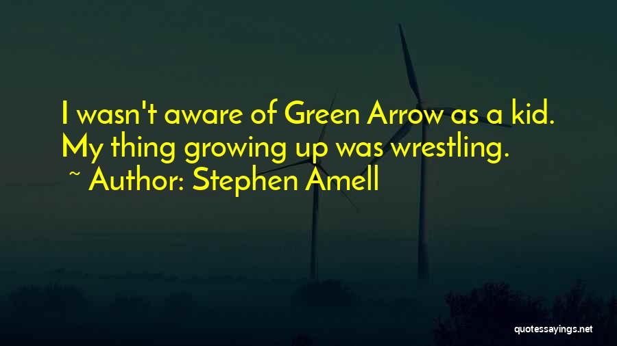 Stephen Amell Quotes: I Wasn't Aware Of Green Arrow As A Kid. My Thing Growing Up Was Wrestling.