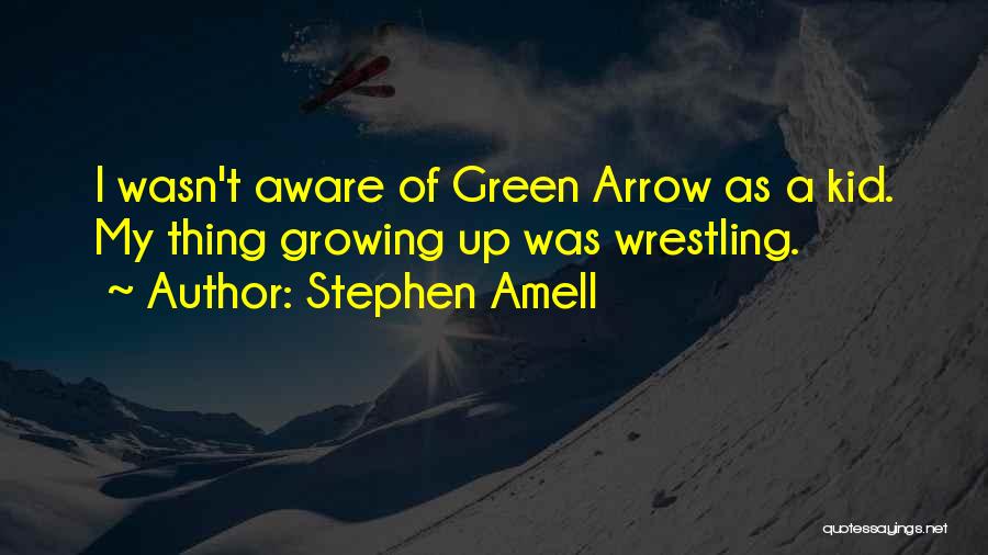 Stephen Amell Quotes: I Wasn't Aware Of Green Arrow As A Kid. My Thing Growing Up Was Wrestling.