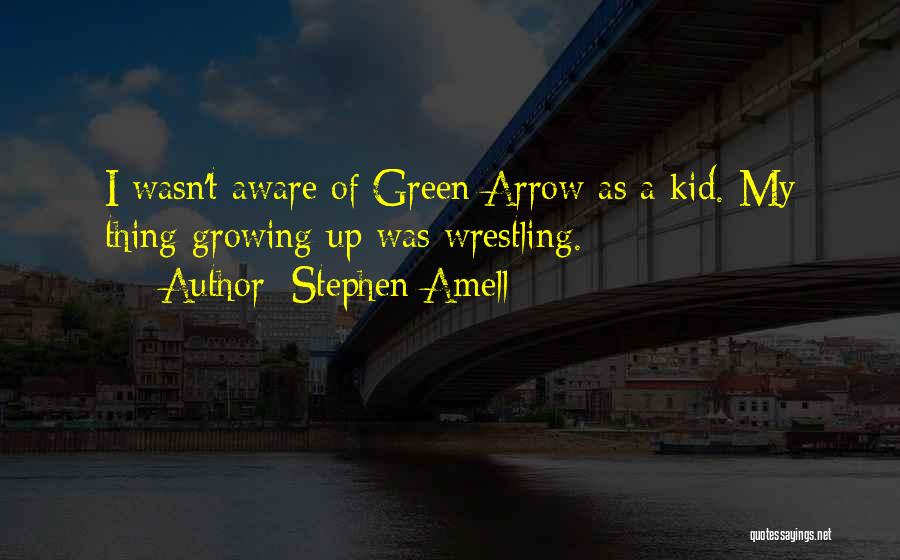 Stephen Amell Quotes: I Wasn't Aware Of Green Arrow As A Kid. My Thing Growing Up Was Wrestling.