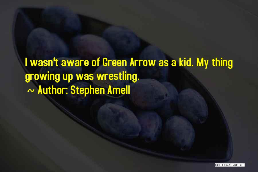 Stephen Amell Quotes: I Wasn't Aware Of Green Arrow As A Kid. My Thing Growing Up Was Wrestling.