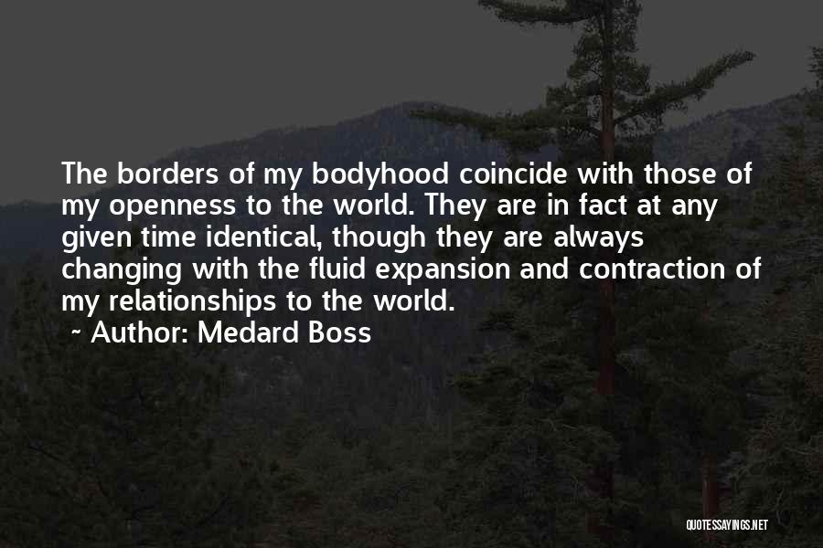 Medard Boss Quotes: The Borders Of My Bodyhood Coincide With Those Of My Openness To The World. They Are In Fact At Any