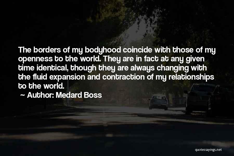 Medard Boss Quotes: The Borders Of My Bodyhood Coincide With Those Of My Openness To The World. They Are In Fact At Any