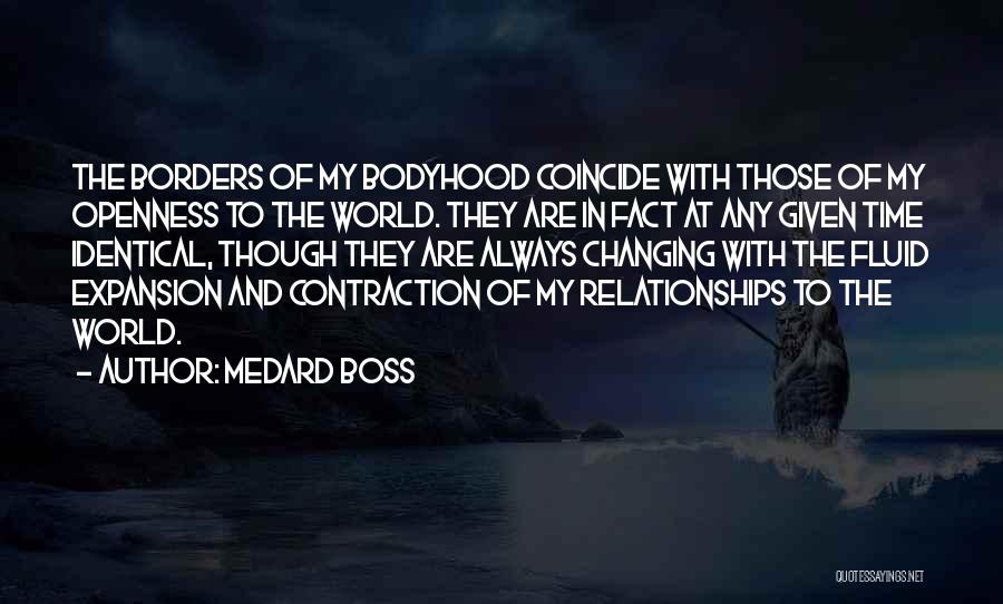 Medard Boss Quotes: The Borders Of My Bodyhood Coincide With Those Of My Openness To The World. They Are In Fact At Any