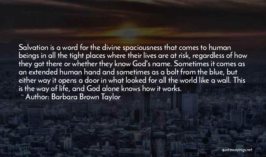 Barbara Brown Taylor Quotes: Salvation Is A Word For The Divine Spaciousness That Comes To Human Beings In All The Tight Places Where Their