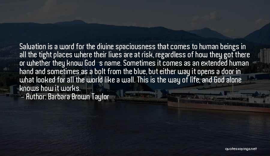 Barbara Brown Taylor Quotes: Salvation Is A Word For The Divine Spaciousness That Comes To Human Beings In All The Tight Places Where Their