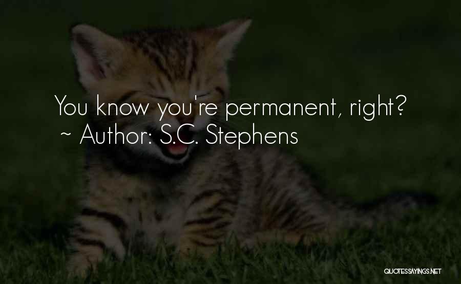 S.C. Stephens Quotes: You Know You're Permanent, Right?