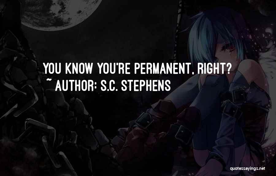 S.C. Stephens Quotes: You Know You're Permanent, Right?