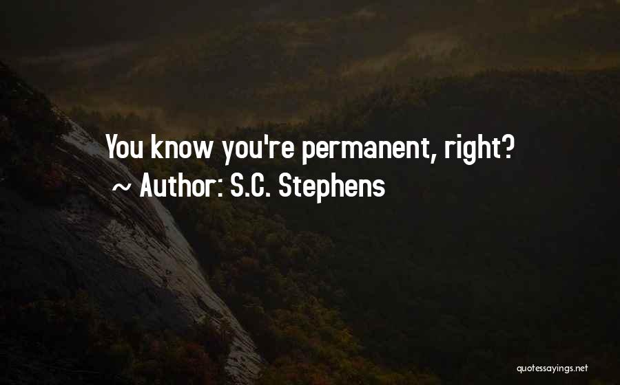 S.C. Stephens Quotes: You Know You're Permanent, Right?