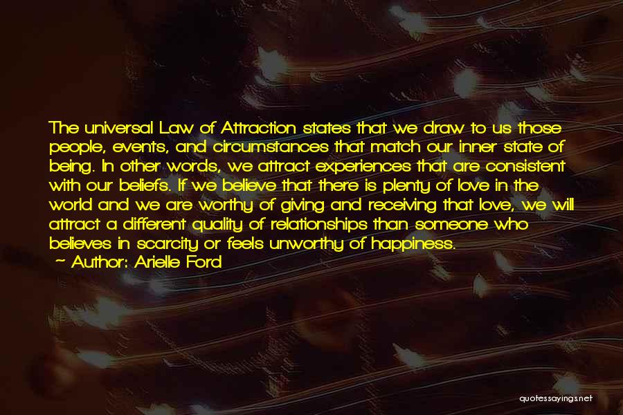 Arielle Ford Quotes: The Universal Law Of Attraction States That We Draw To Us Those People, Events, And Circumstances That Match Our Inner