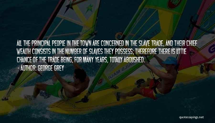 George Grey Quotes: All The Principal People In The Town Are Concerned In The Slave Trade, And Their Chief Wealth Consists In The