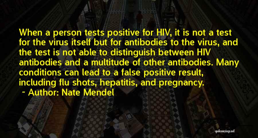 Nate Mendel Quotes: When A Person Tests Positive For Hiv, It Is Not A Test For The Virus Itself But For Antibodies To