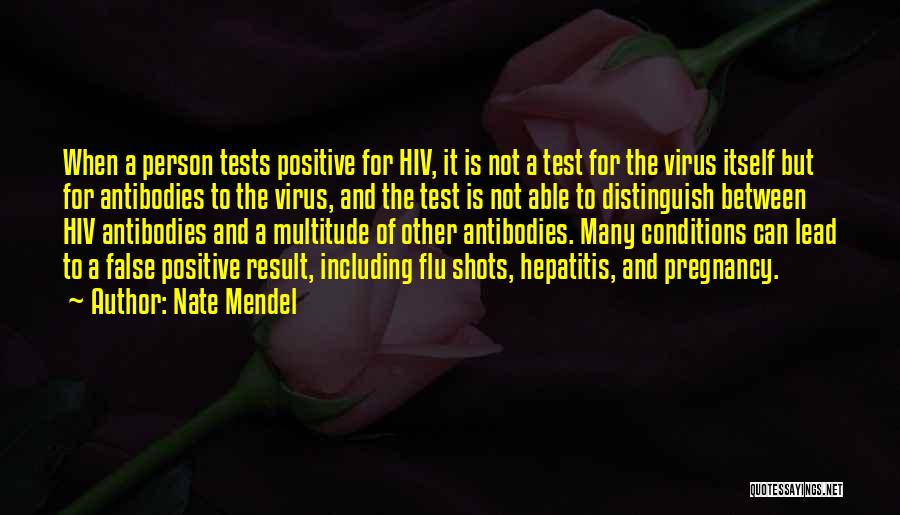 Nate Mendel Quotes: When A Person Tests Positive For Hiv, It Is Not A Test For The Virus Itself But For Antibodies To