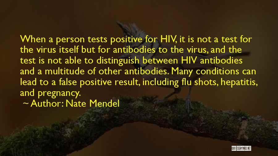 Nate Mendel Quotes: When A Person Tests Positive For Hiv, It Is Not A Test For The Virus Itself But For Antibodies To