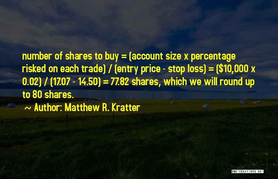 Matthew R. Kratter Quotes: Number Of Shares To Buy = (account Size X Percentage Risked On Each Trade) / (entry Price - Stop Loss)