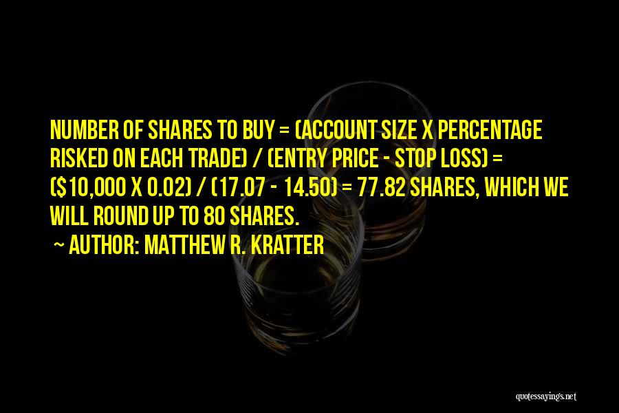 Matthew R. Kratter Quotes: Number Of Shares To Buy = (account Size X Percentage Risked On Each Trade) / (entry Price - Stop Loss)