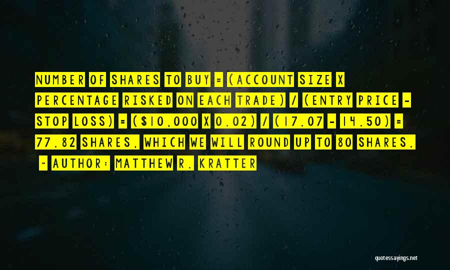 Matthew R. Kratter Quotes: Number Of Shares To Buy = (account Size X Percentage Risked On Each Trade) / (entry Price - Stop Loss)