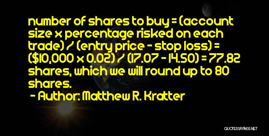 Matthew R. Kratter Quotes: Number Of Shares To Buy = (account Size X Percentage Risked On Each Trade) / (entry Price - Stop Loss)