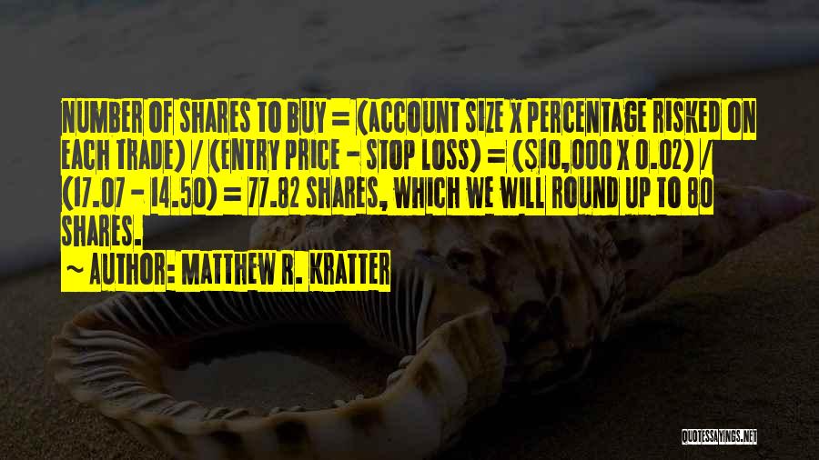 Matthew R. Kratter Quotes: Number Of Shares To Buy = (account Size X Percentage Risked On Each Trade) / (entry Price - Stop Loss)