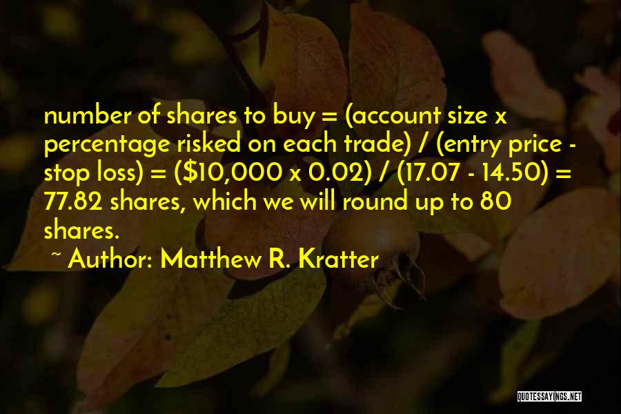 Matthew R. Kratter Quotes: Number Of Shares To Buy = (account Size X Percentage Risked On Each Trade) / (entry Price - Stop Loss)