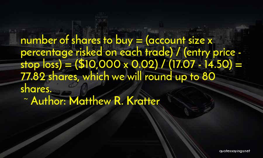 Matthew R. Kratter Quotes: Number Of Shares To Buy = (account Size X Percentage Risked On Each Trade) / (entry Price - Stop Loss)